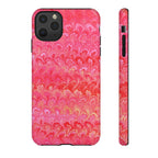 Pink and Gold Marbled Peacock Durable Phone Case - Olive Green and Brown - Matte or Glossy