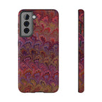 Red, Burgundy, Lavender Italian Peacock Feather Design Phone Case