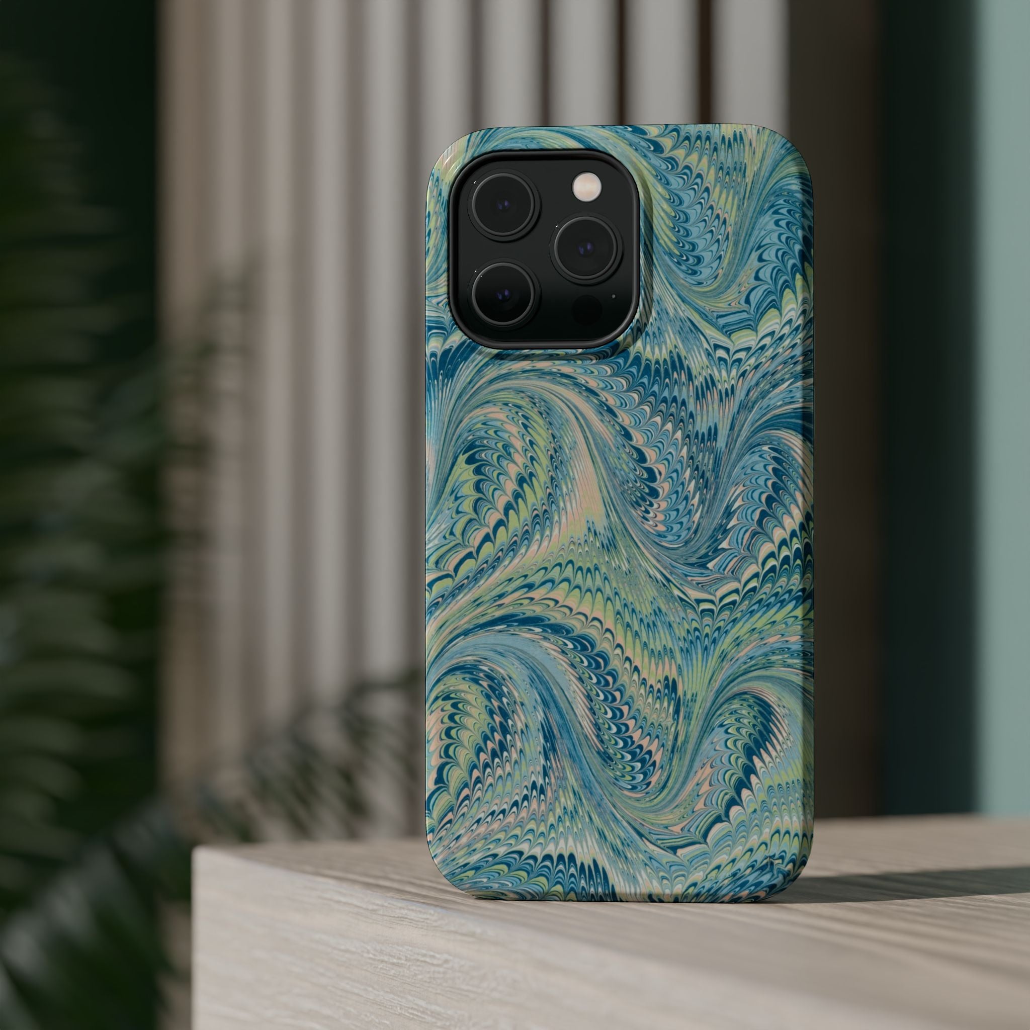 Aqua + Green Marble Phone Case - Impact-Resistant MAG SAFE - Dual Cover Design