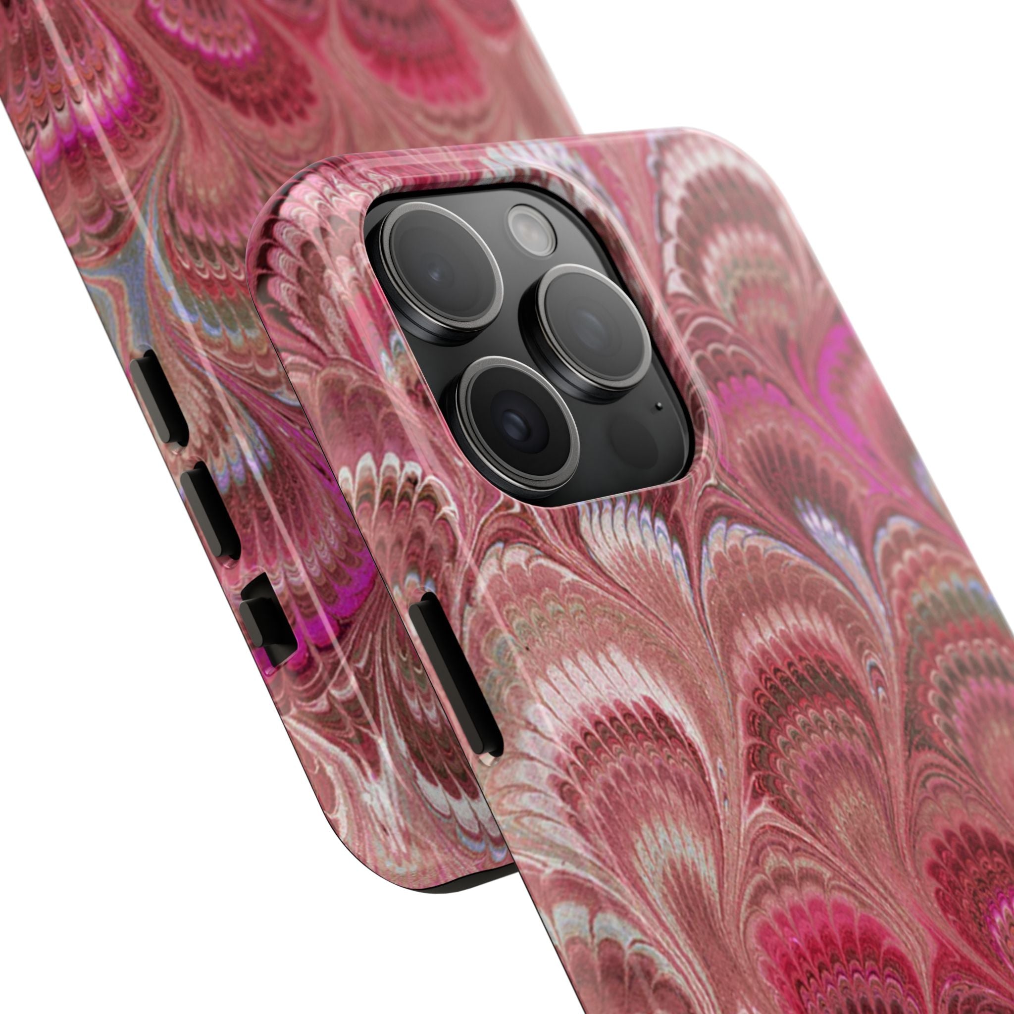Pink Peacock Marble Italian Tough Phone Case — Durable Marbled Phone Case