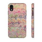 Pastel Pink + Green Feather Marbled Phone Case - Dual Layer Phone Cover