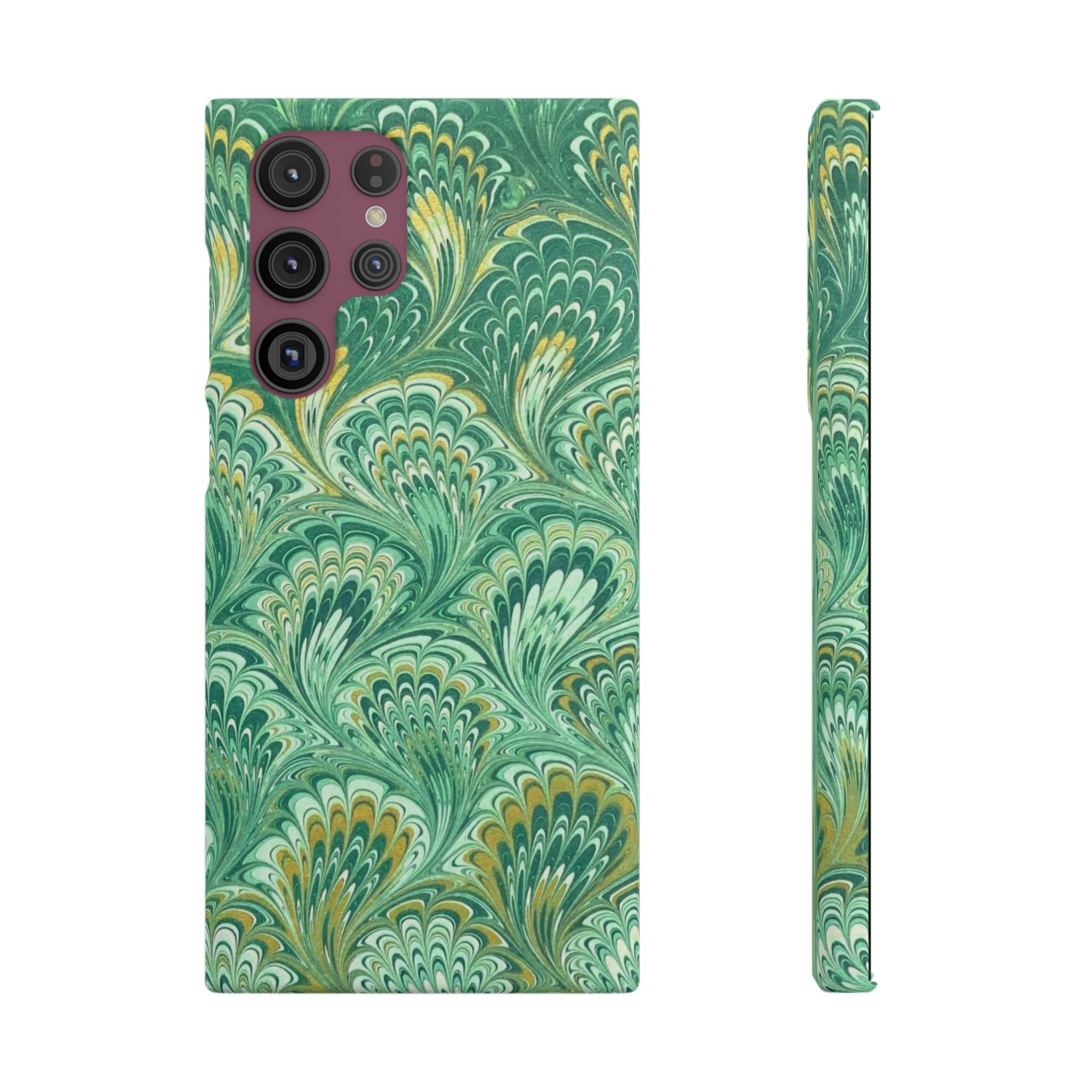 Marbled Feather Green Swirl - Single Layer Slim Phone Case