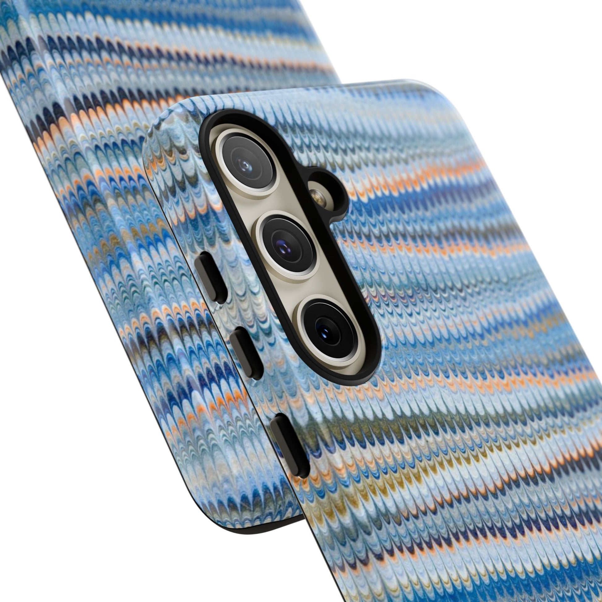 Blue Marbled Phone Cases iPhone 16 + Samsung + Apple + Google - all models, Vintage Marbled Design - Tough Cases
