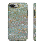 Blue and Green Feather Marbled Phone Case — Dual Layer - Tough Protective Phone Cover