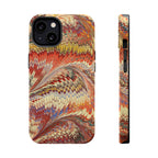 Rust + Gold Italian Marbled Design Magnetic MAG SAFE - Dual Layer Case - Glossy or Matte