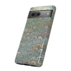 Blue and Green Feather Marbled Phone Case — Dual Layer - Tough Protective Phone Cover