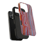 Burgundy + Lavender Swirls Peacock Marbled Tough Phone Case - Dual Layer