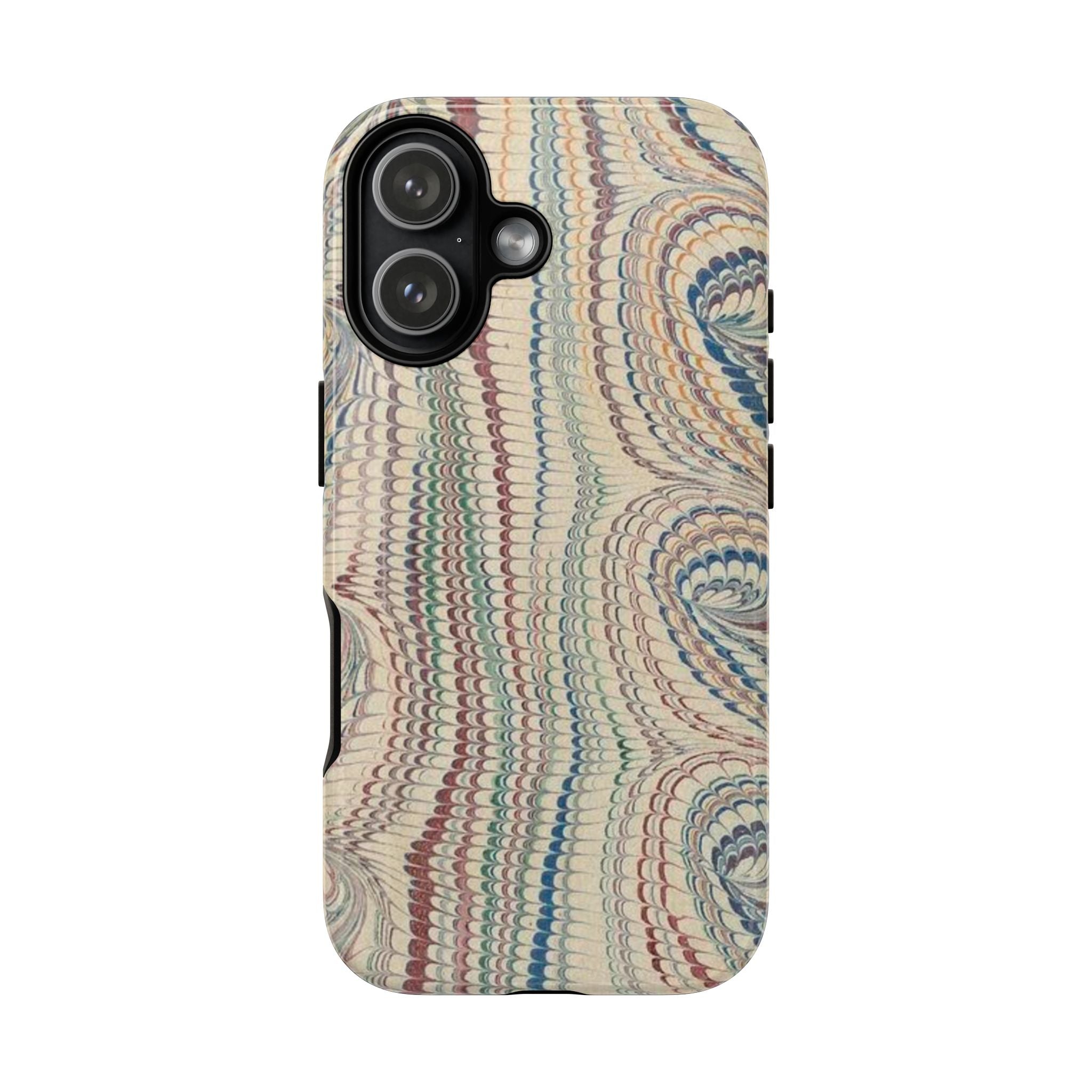 Beige Multi-Color Feather Vintage Italian Marble Design - Dual Layer Phone Cases