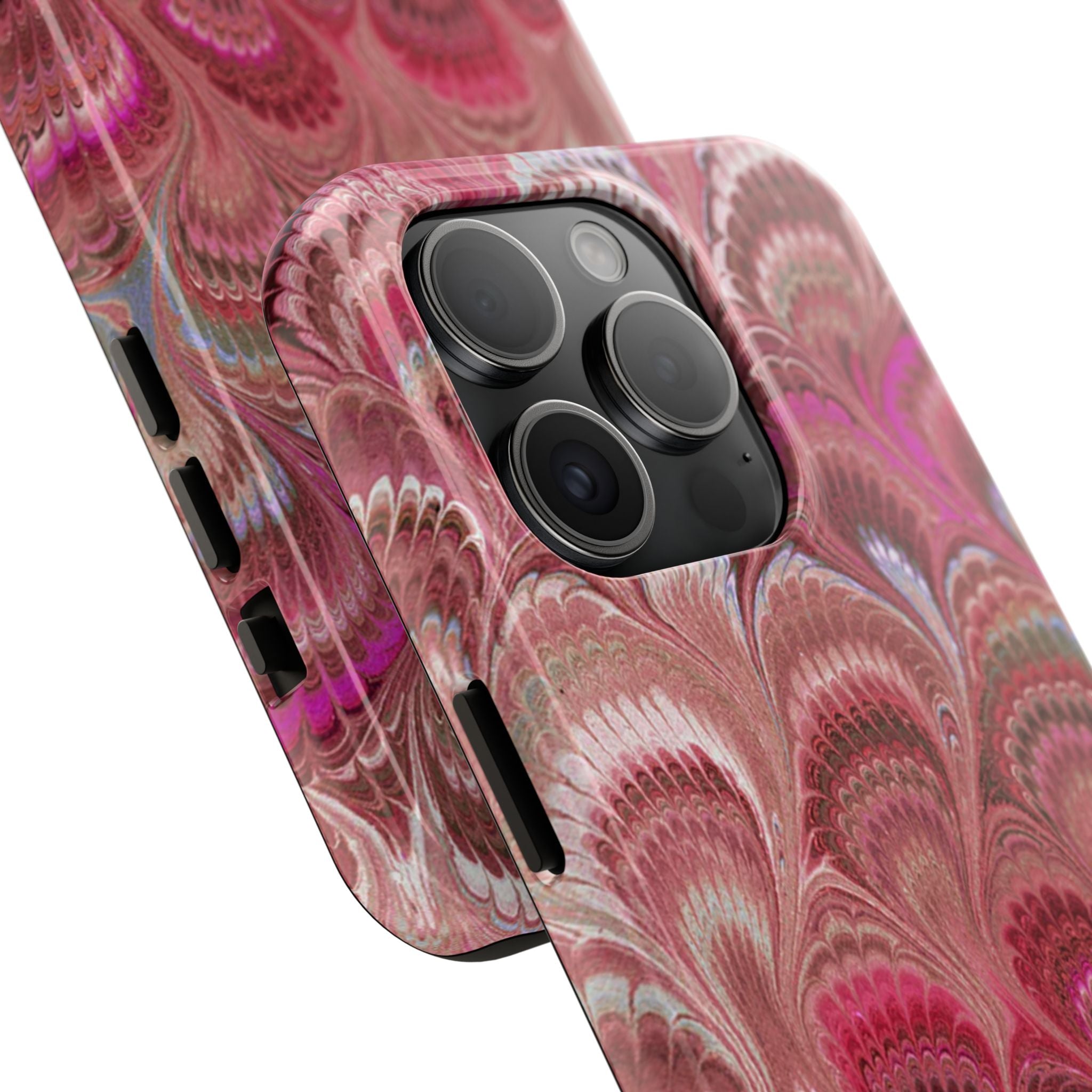 Pink Peacock Marble Italian Tough Phone Case — Durable Marbled Phone Case