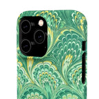 Marbled Feather Green Swirl - Single Layer Slim Phone Case