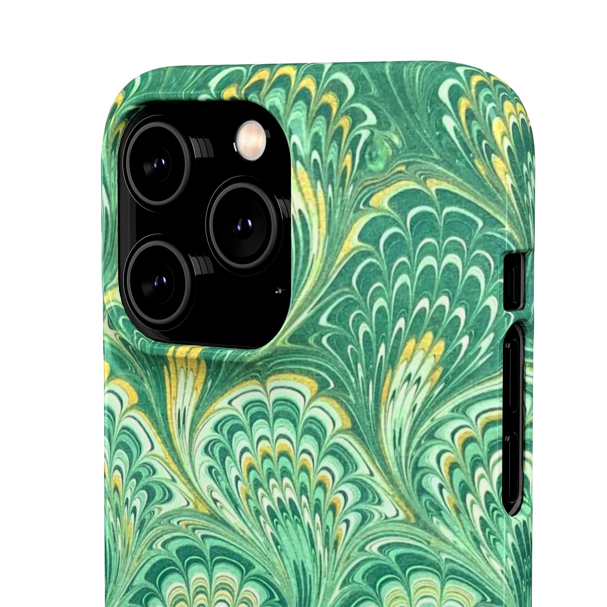 Marbled Feather Green Swirl - Single Layer Slim Phone Case