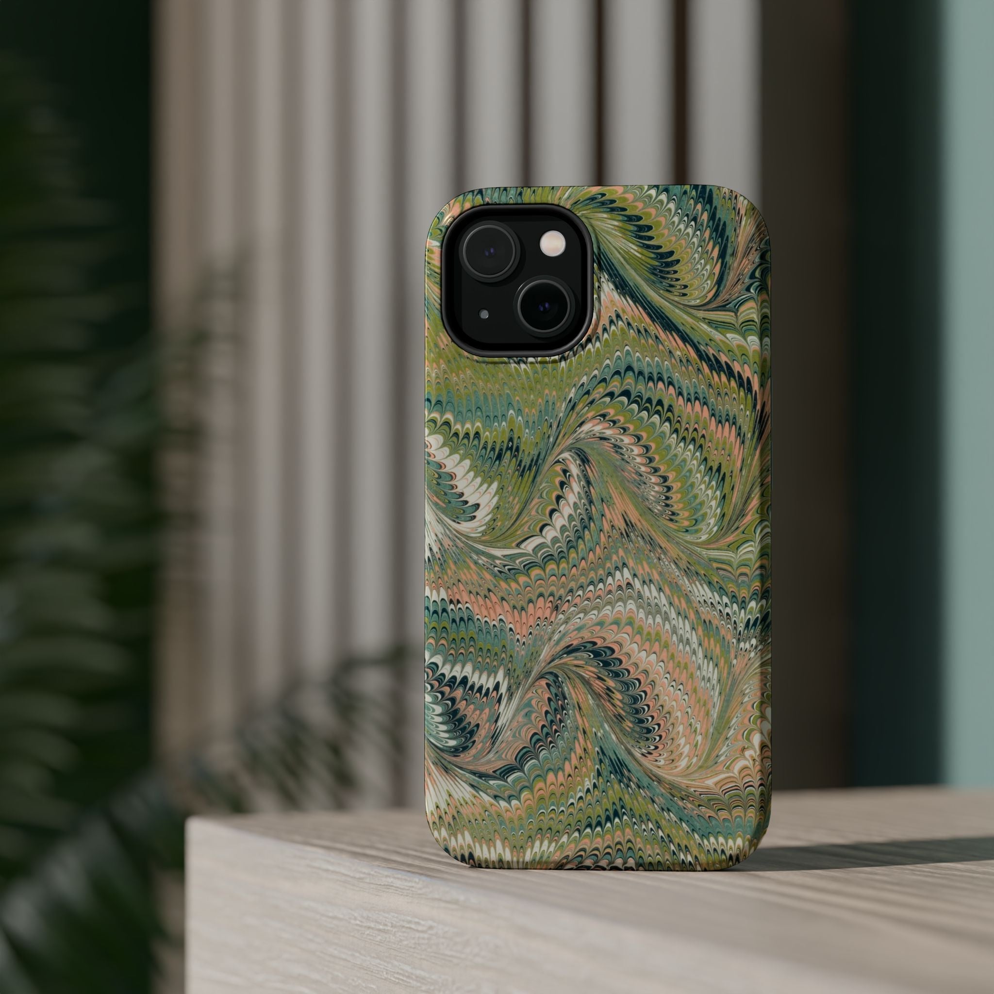Green Pastel Italian Marble Design Magnetic MAG SAFE High Impact iPhone Cases