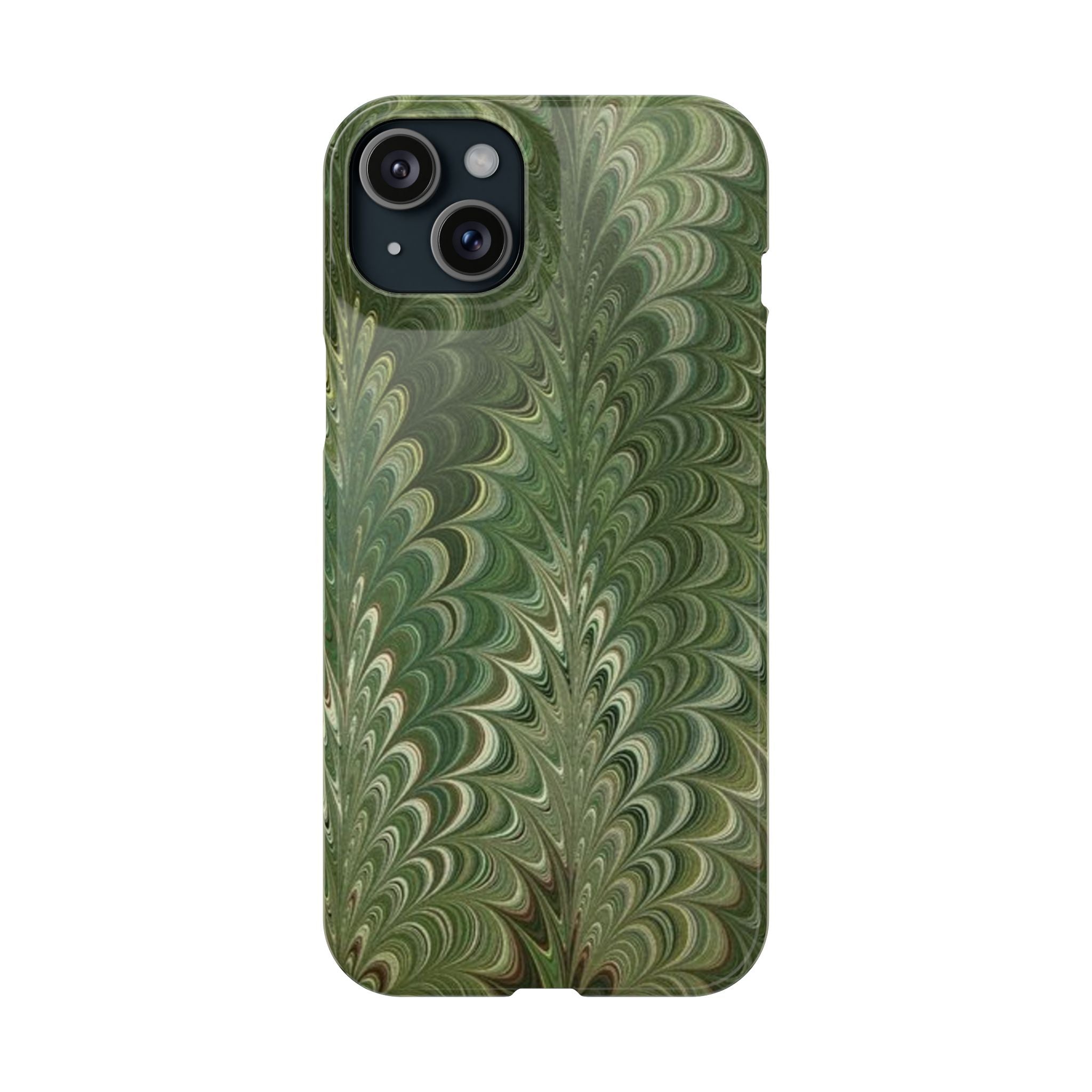 Deep Green Cheveron Marbled Phone Case - Single Layer Slim Case