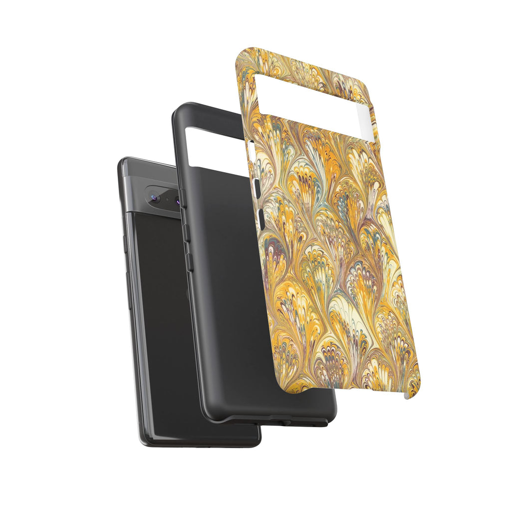 Golden Yellow Marbled Italian Phone Case - Dual Layer - Matte or Glossy