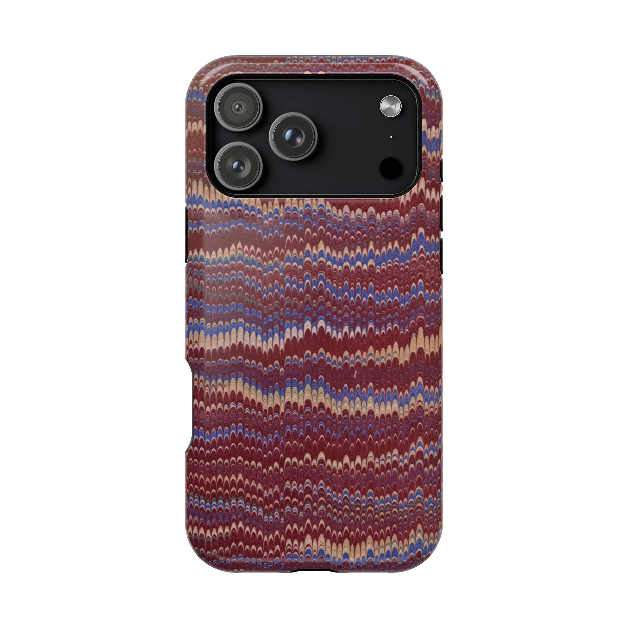 Burgundy and Blue Hues Italian Vintage Marble Design Phone Case for Apple + Samsung