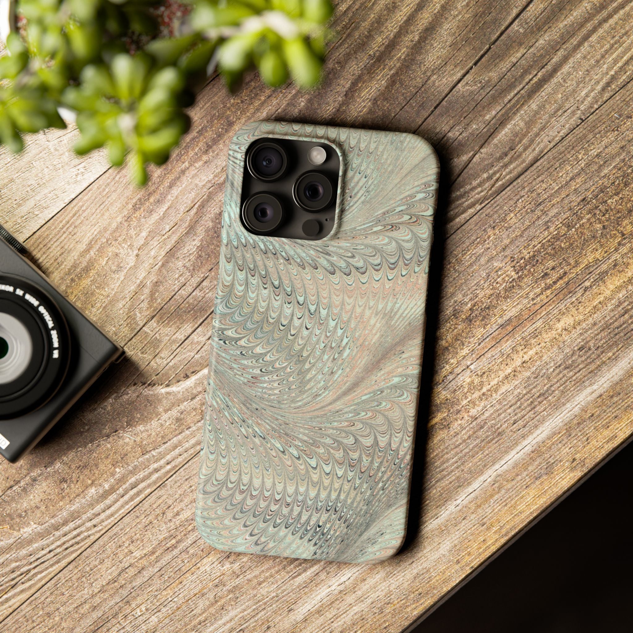 Mint + Green Italian Marbled Phone Case, Mag Safe