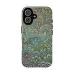 Green Marbled Peacock Durable Phone Case - Matte or Glossy