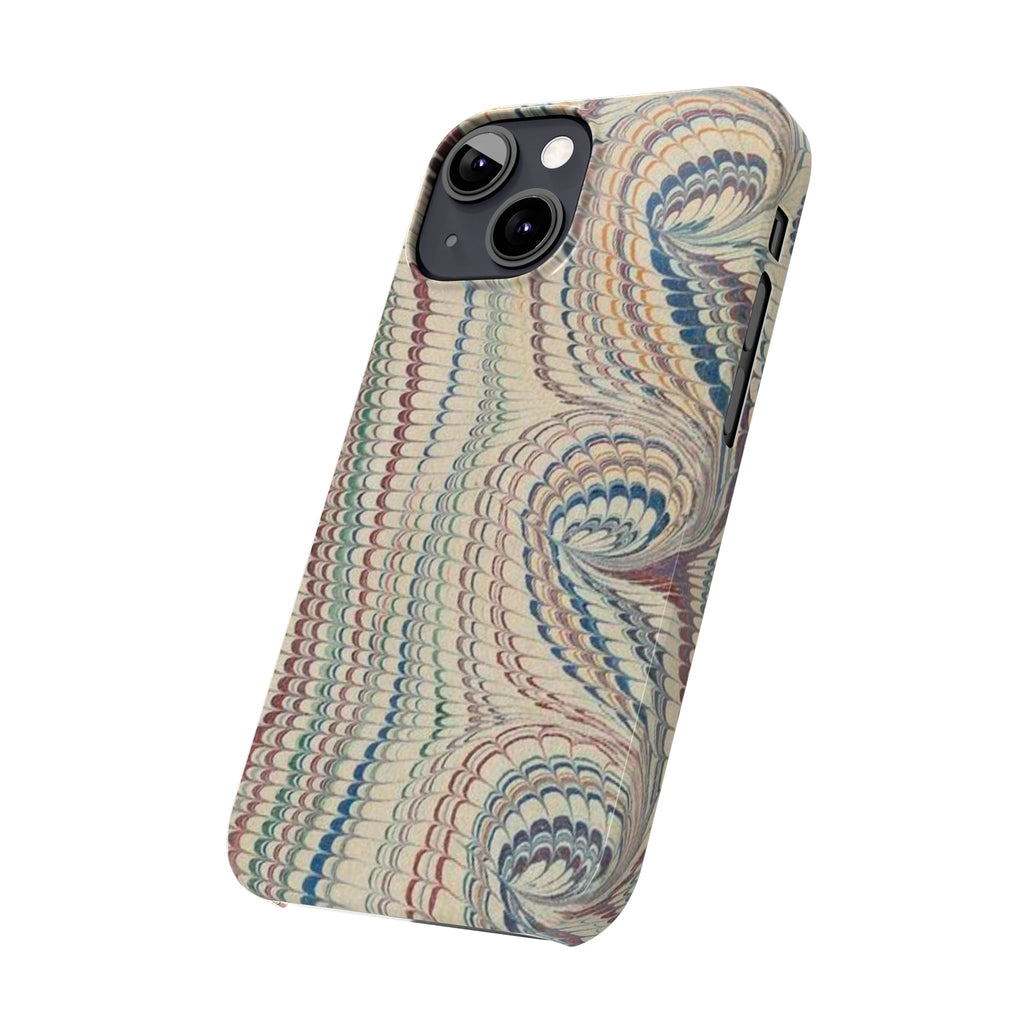 Italian Vintage Marbled Paper Design on iPhone Cases, Artistic Protection for Your Device in Elegant Beige, Blue, Burgundy
