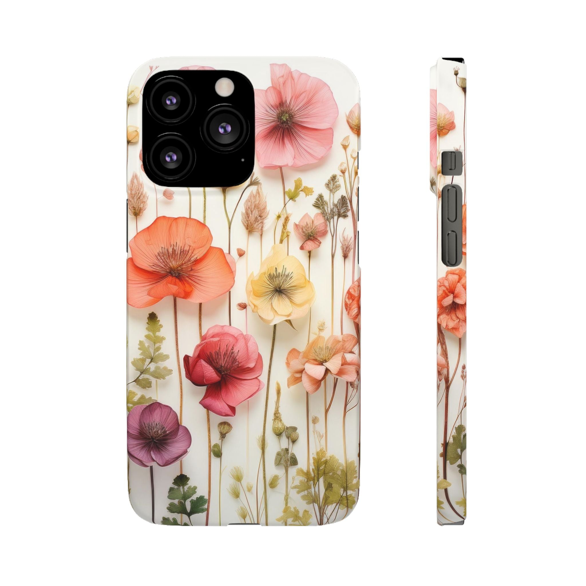 Pink Floral Pressed Flowers - Slim Case