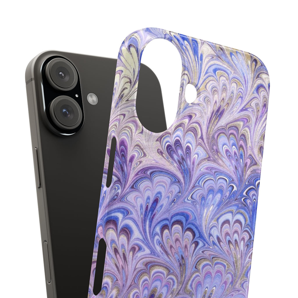 Marbled Feather Lavender + Purple Swirl - Single Layer Slim Phone Case