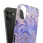 Marbled Feather Lavender + Purple Swirl - Single Layer Slim Phone Case