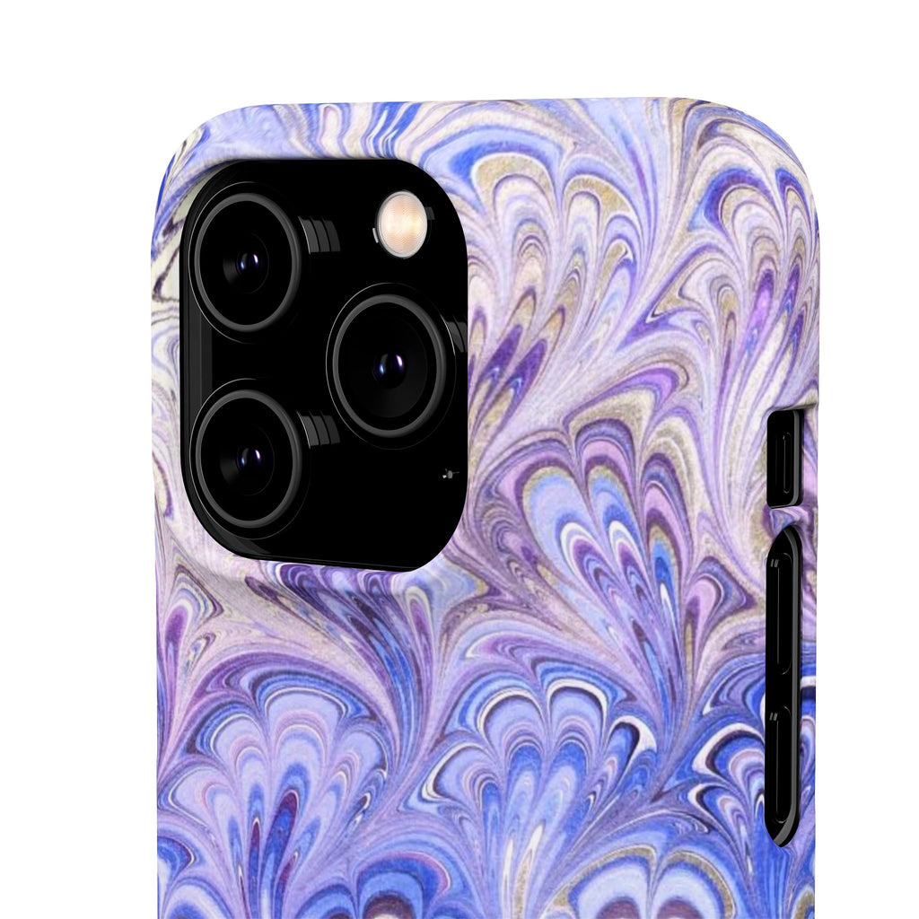 Marbled Feather Lavender + Purple Swirl - Single Layer Slim Phone Case