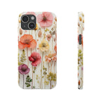 Slim Phone Case - Pink Floral Pressed Flowers iPhone 17 and Other Sizes - Glossy Finish