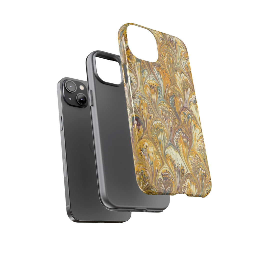 Golden Yellow Marbled Italian Phone Case - Dual Layer - Matte or Glossy
