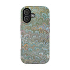 Green, Blue, + White Marbled Peacock - Dual Layer MAG SAFE Phone Case