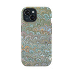 Green, Blue, + White Marbled Peacock - Dual Layer MAG SAFE Phone Case
