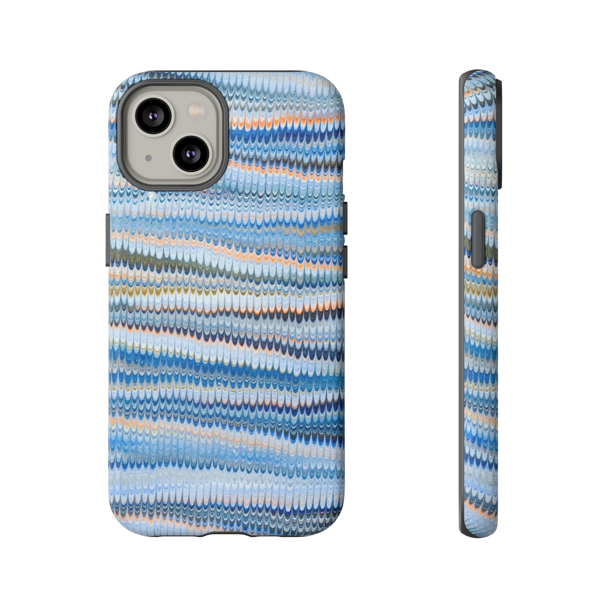 Blue Marbled Phone Cases iPhone 16 + Samsung + Apple + Google - all models, Vintage Marbled Design - Tough Cases