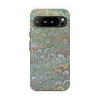 Blue and Green Feather Marbled Phone Case — Dual Layer - Tough Protective Phone Cover
