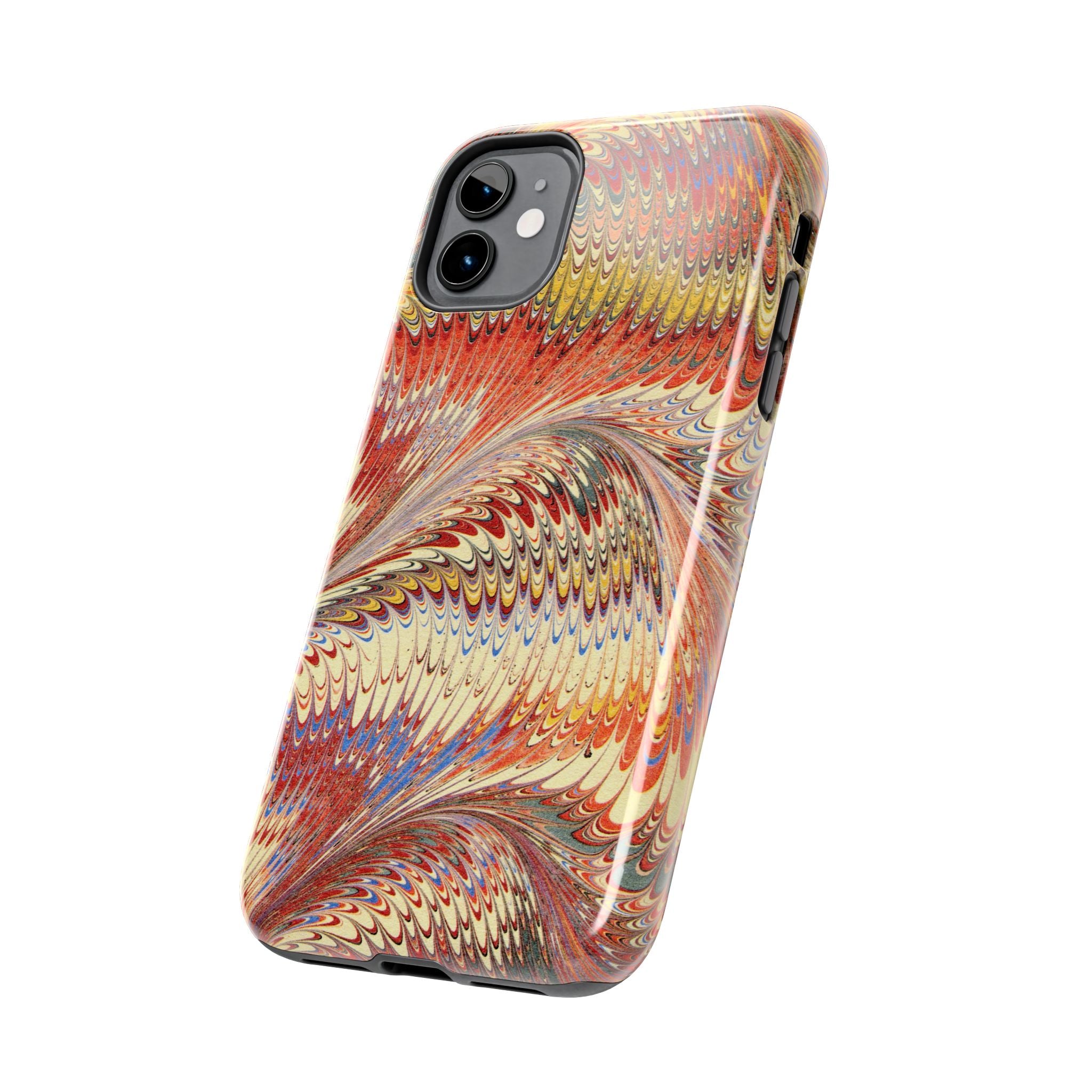 Marbled Swirl Tough Phone Case - Red Rust Orange Fall Colors, Heavy Duty Case. Alternative: Protective Phone Cover, Durable Smartphone Case,