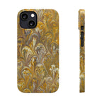 Golden Yelllow Hand-Marbled Florentine Italian Phone Case for iPhone 17 and all sizes