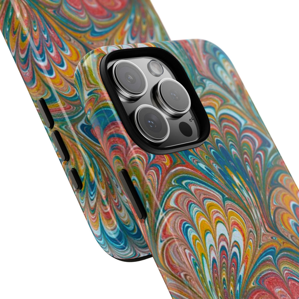 Red, Blue, and Green Marbled Italian Phone Case - Dual Layer - Matte or Glossy
