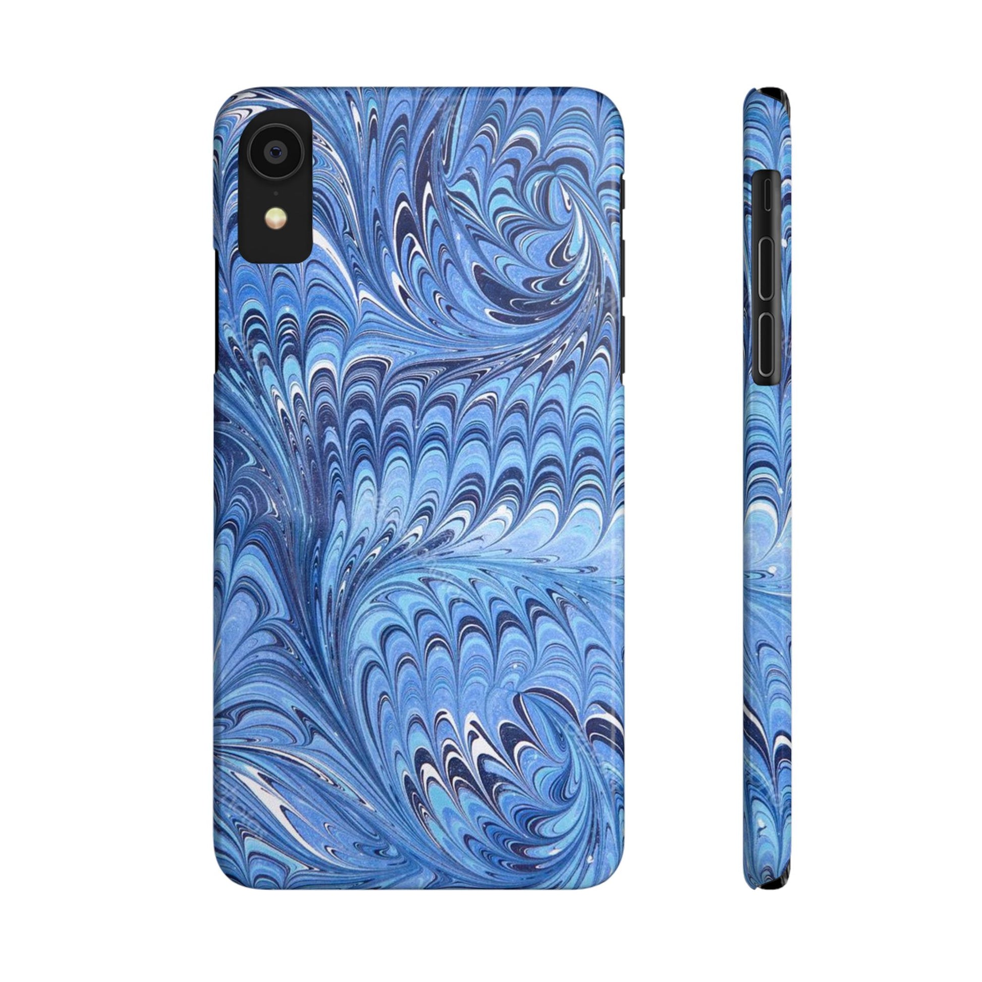 Blue Italian Marbled Design, Green and Blue Pallet, Slim Phone Case
