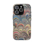 Marbled Peacock Feather Tough Phone Case — Durable Artistic Pattern Protective Cover