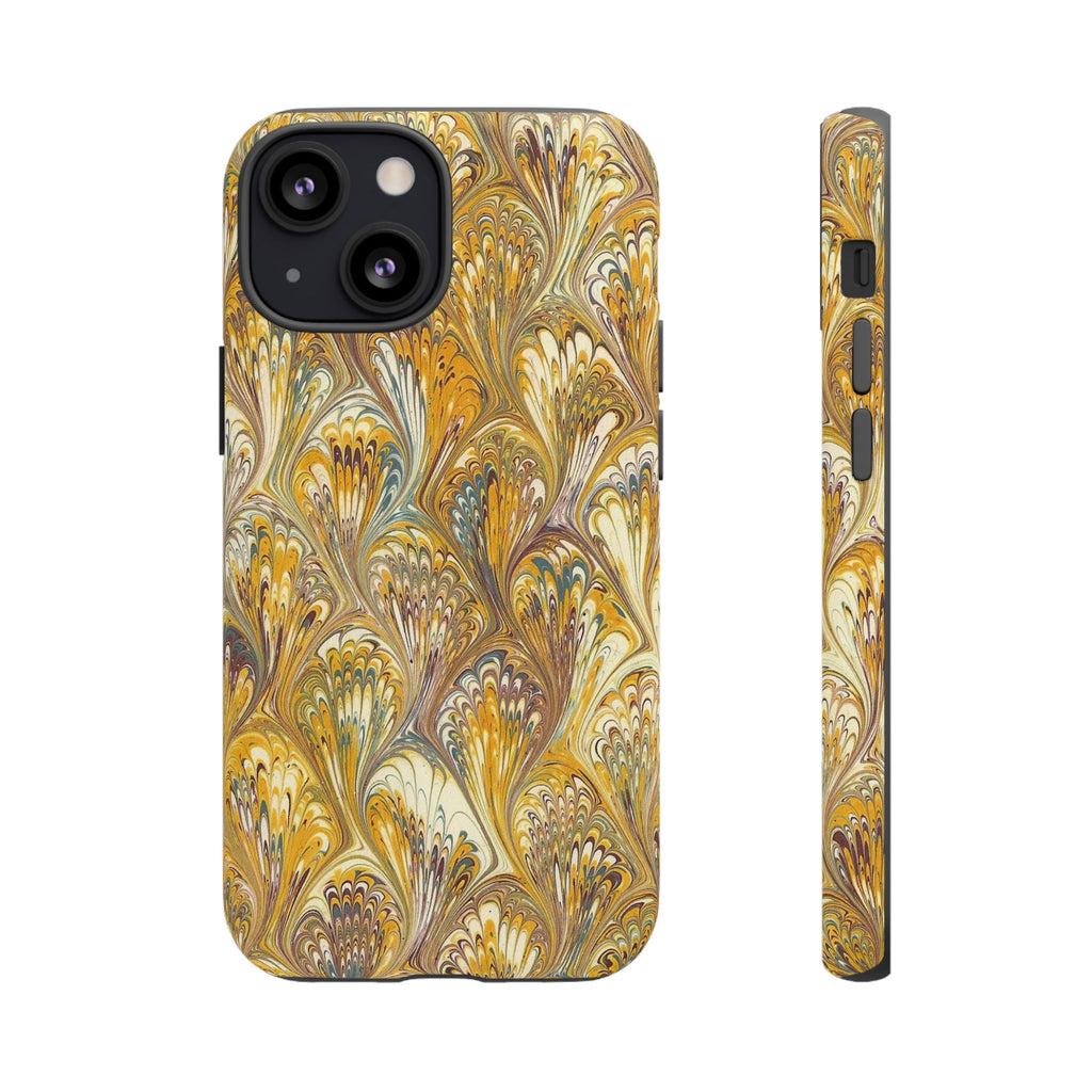 Golden Yellow Marbled Italian Phone Case - Dual Layer - Matte or Glossy