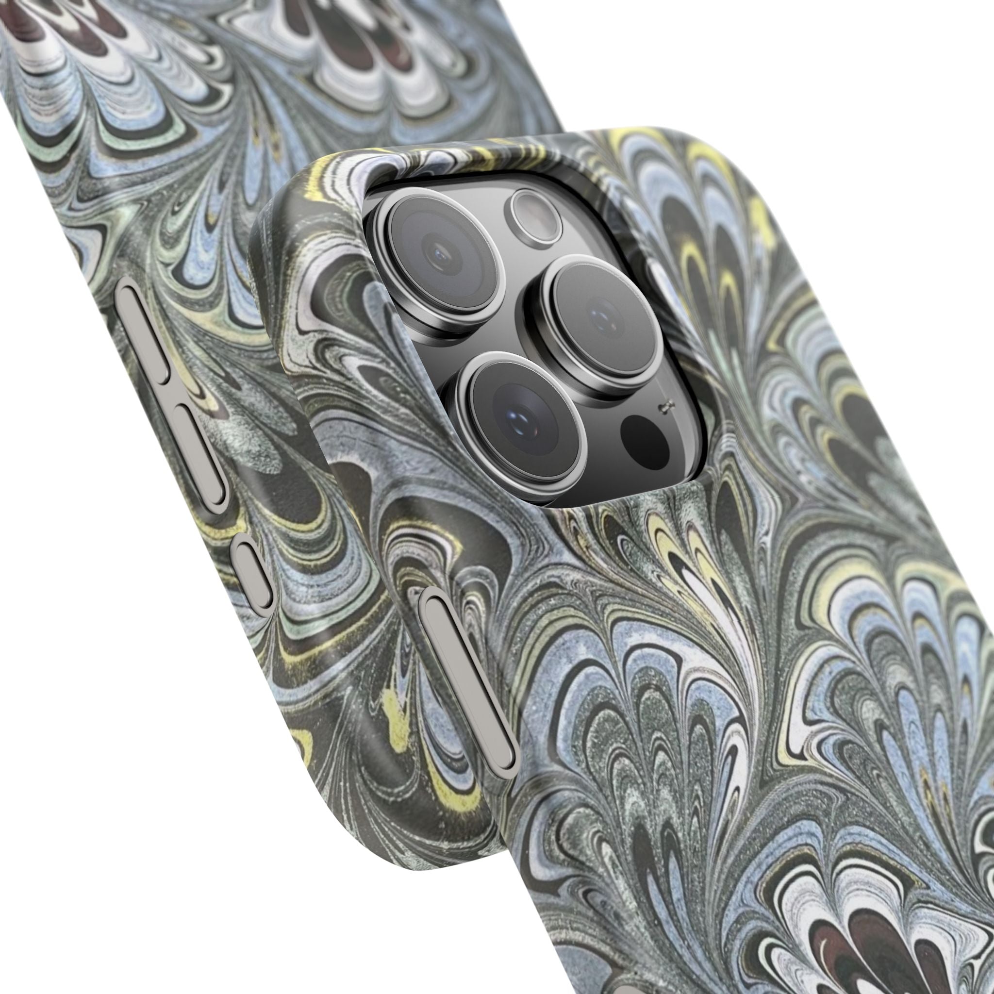 Black + White + Yellow Italian Marble - Single Layer Slim Phone Case