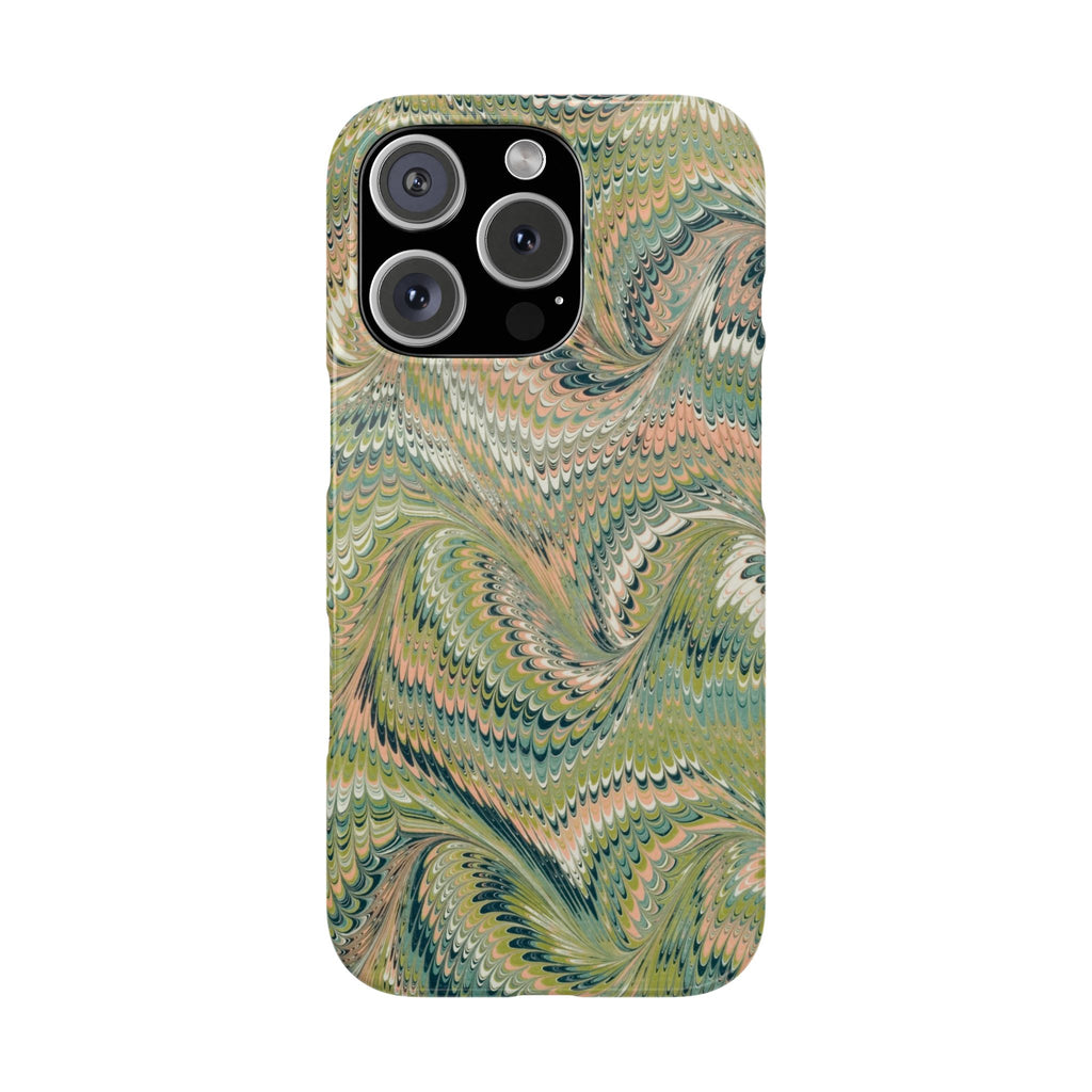 Green + Pink Pastel Italian Marbled Swirl Phone Case - Single Layer Slim Case