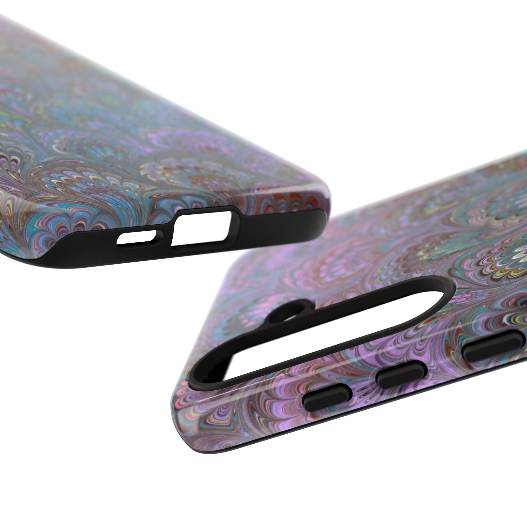 Lavender Marbled Peacock Durable Phone Case - Matte or Glossy