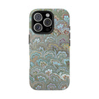 Green, Blue + White Italian Feather Design Dual Layer, Glossy Phone Case - iPhone 18 sizes