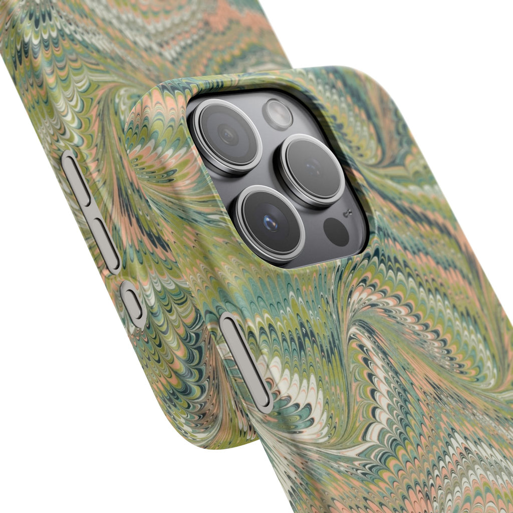Italian Marbled Green Swirl - Single Layer Slim Phone Case