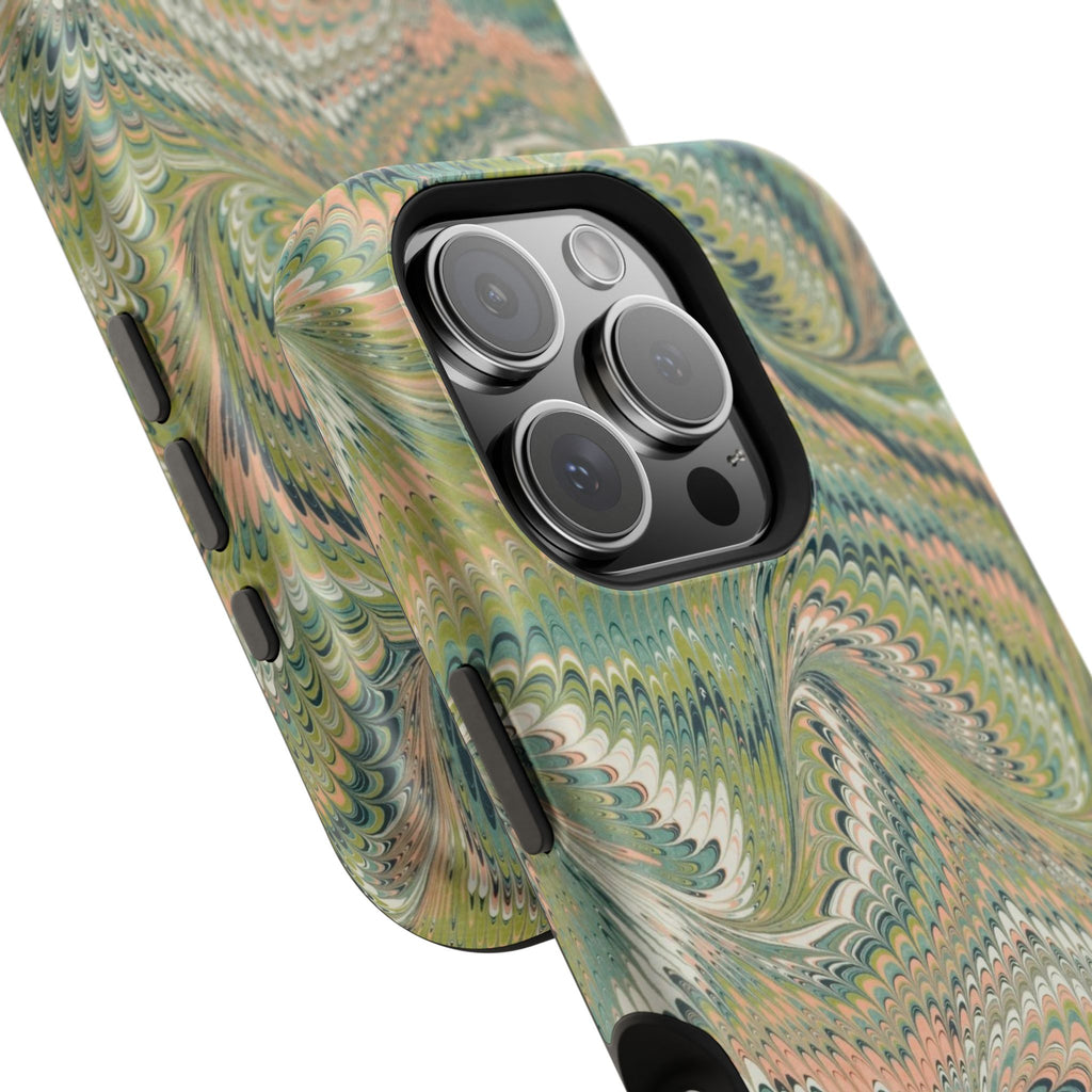 Green Pastel Italian Marble Design Magnetic MAG SAFE High Impact iPhone Cases