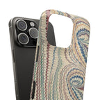 Italian Vintage Marbled Paper Design on iPhone Cases, Artistic Protection for Your Device in Elegant Beige, Blue, Burgundy