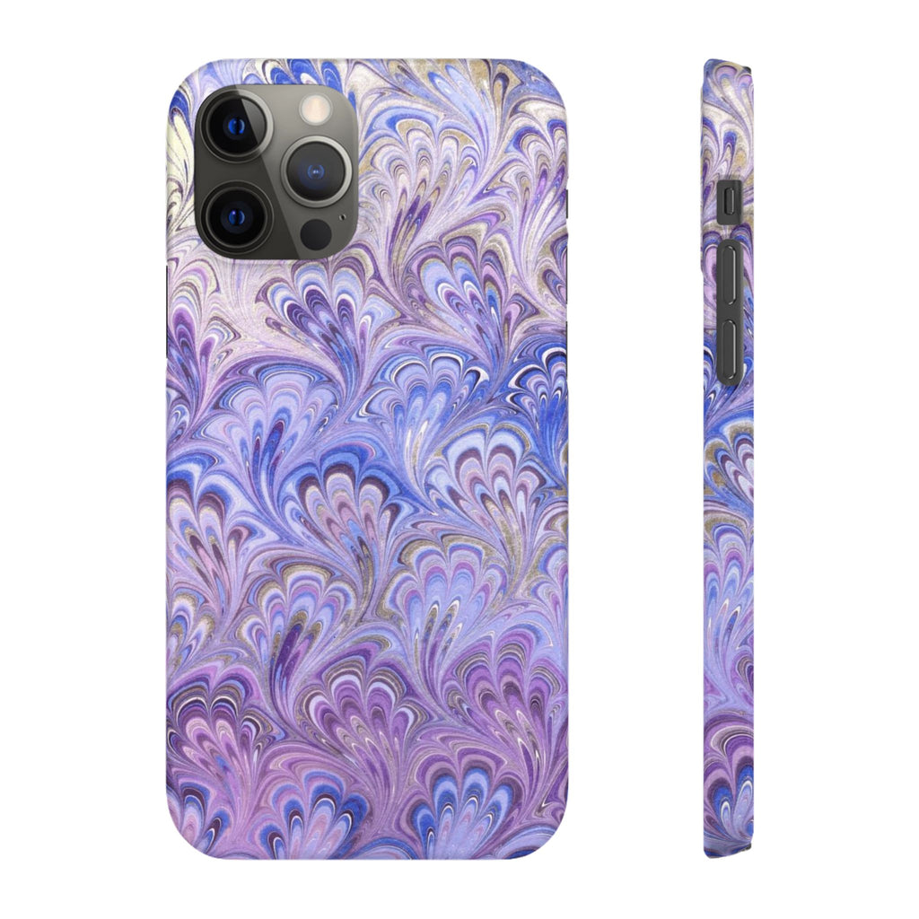 Marbled Feather Lavender + Purple Swirl - Single Layer Slim Phone Case
