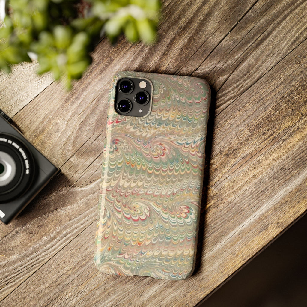 Beige Swirl Marbled Feather Phone Case