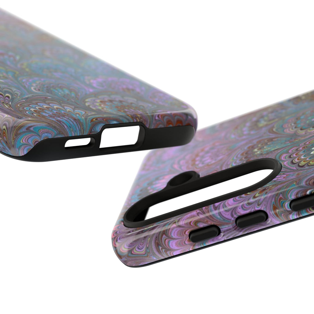 Lavender Marbled Peacock Durable Phone Case - Matte or Glossy