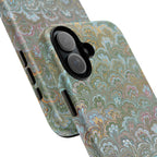 Blue and Green Feather Marbled Phone Case — Dual Layer - Tough Protective Phone Cover