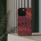 Mag Safe Marble iPhone Case - Red, Burgundy, Lavender & Gold Impact-Resistant